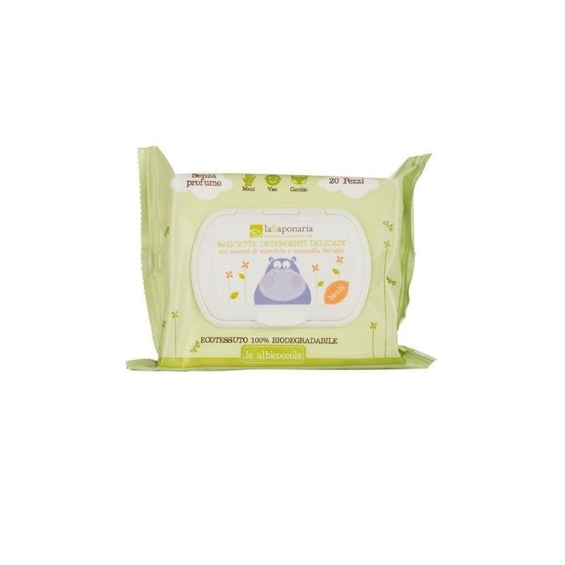 La Saponaria Le Albioccole Salviette Bio Detergenti Delicate 100% biodegradabili 20 pezzi-1