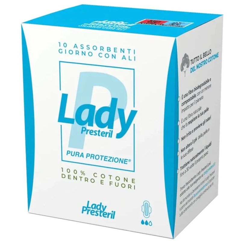 Lady Presteril Giorno assorbenti in cotone con ali 10 pezzi-1