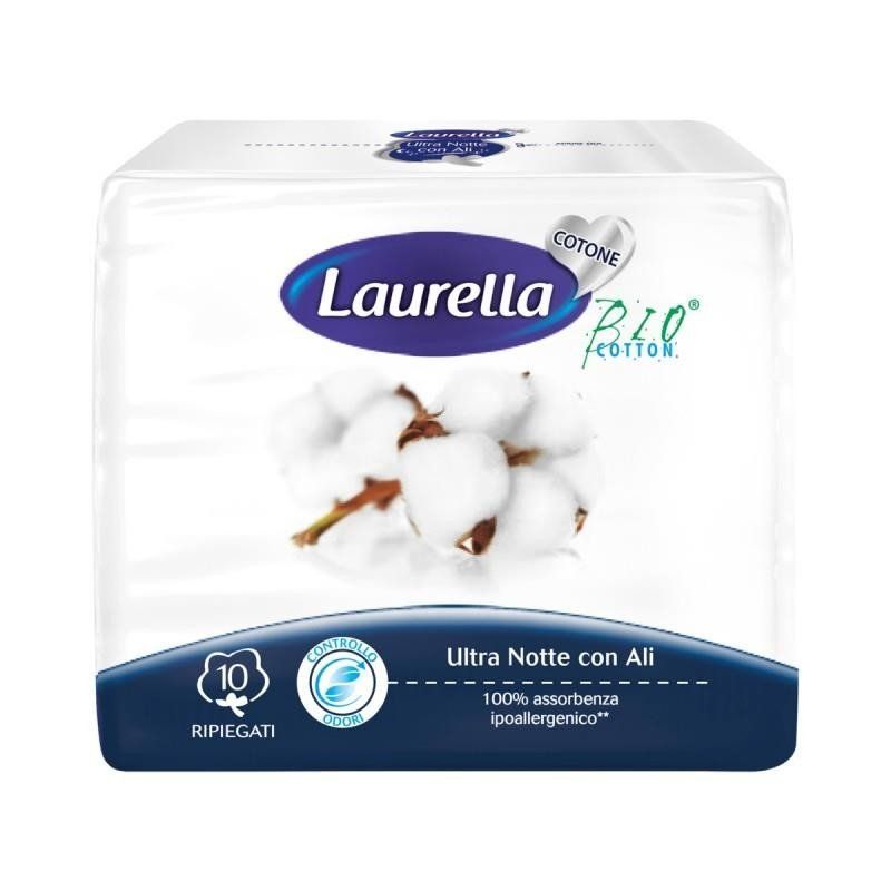 Laurella Cotone Ultra Notte Con Ali 10 Assorbenti-1