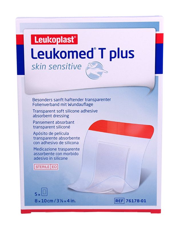 Leukoplast Leukomed T Plus Skin Sensitive medicazione trasparente assorbente 8x10cm 5 pezzi-1