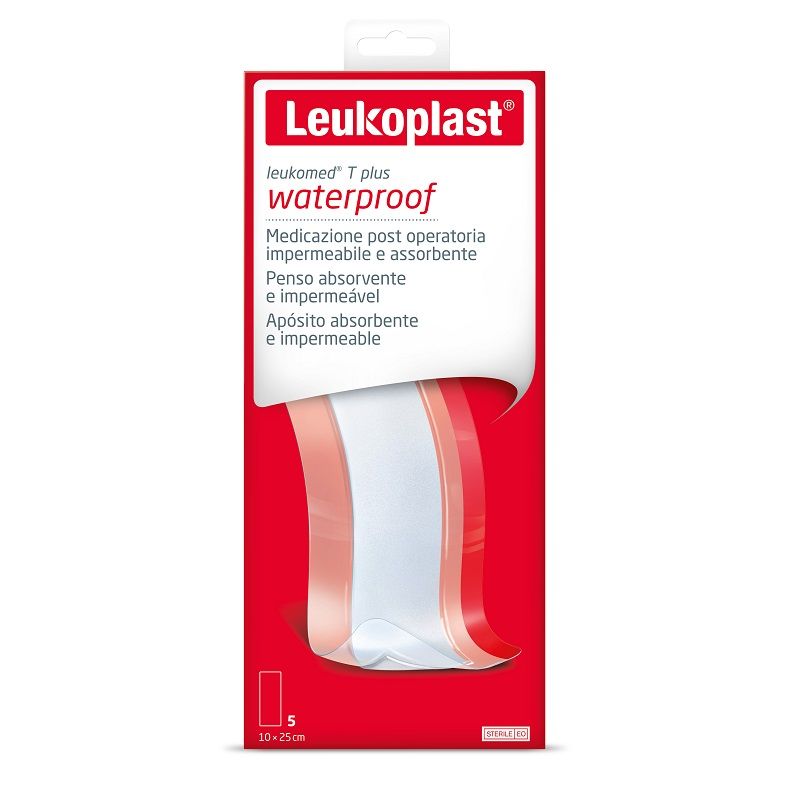 Leukoplast Leukomed T Plus Waterproof medicazione post operatoria impermeabile 10x25cm 5 pezzi-1