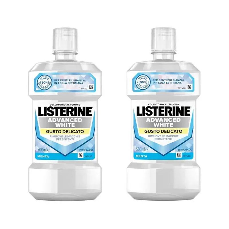 Listerine Advanced White Collutorio Gusto Delicato Bundle 2x500ml-1