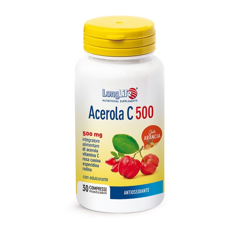 Longlife Acerola C 500 per le naturali difese dell’organismo 30 compresse gusto arancia-1
