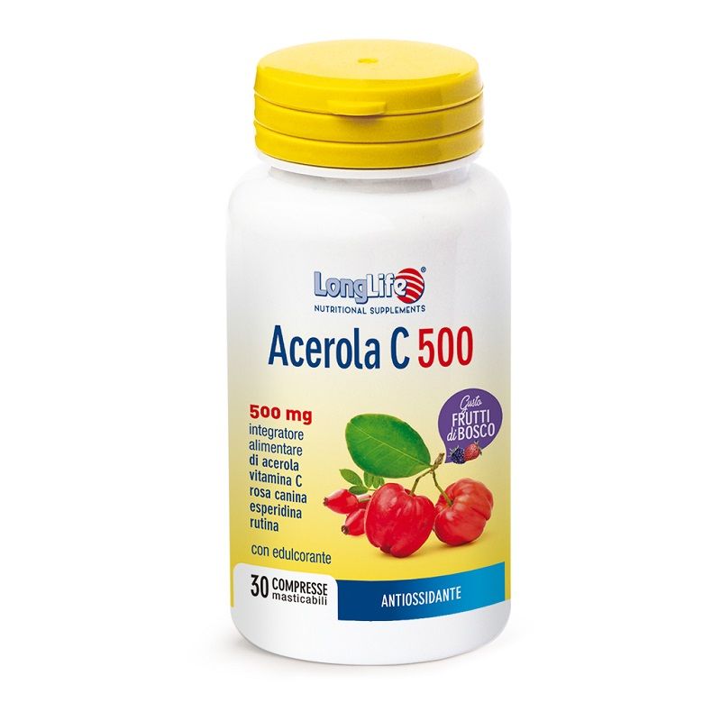 Longlife Acerola C 500 per le naturali difese dell’organismo 30 compresse gusto frutti di bosco-1