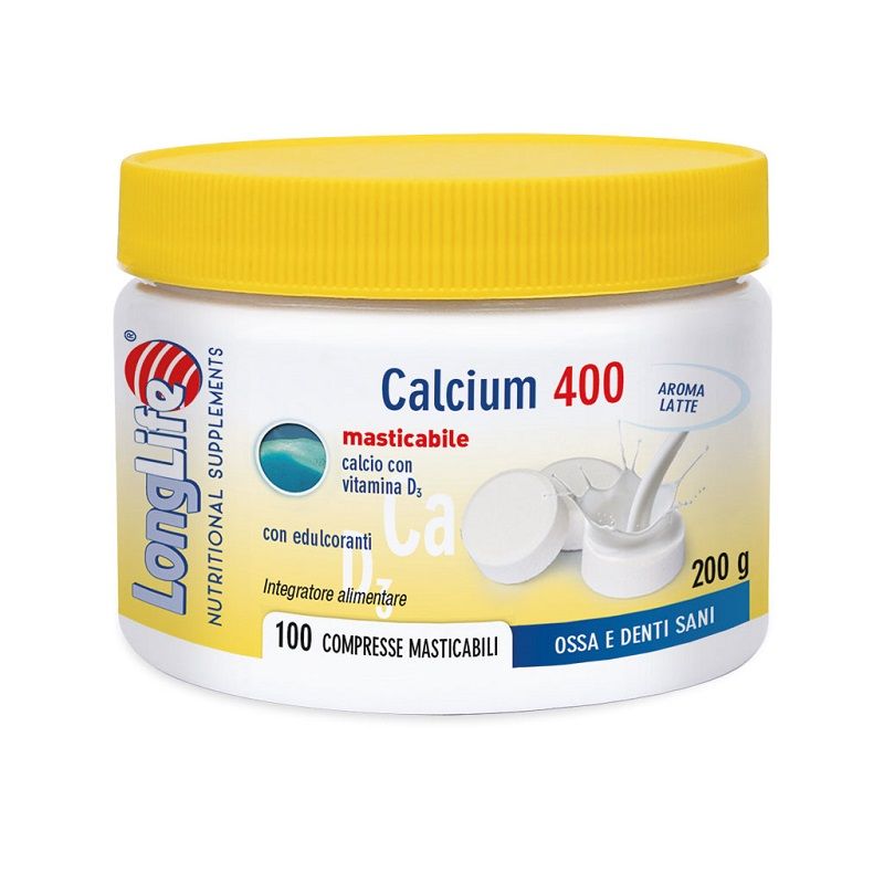 Longlife Calcium 400 per ossa e denti sani 100 compresse gusto latte-1