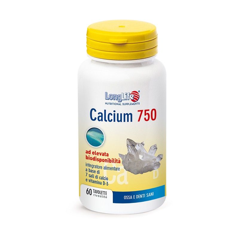 Longlife Calcium 750mg per la normale funzione muscolare 60 tavolette-1