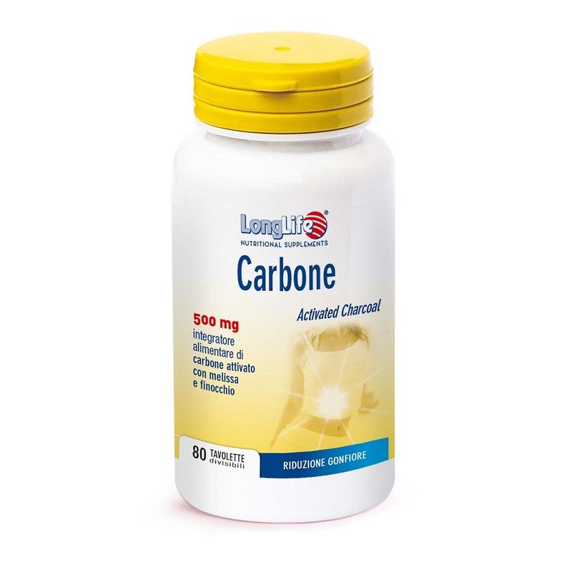 Longlife Carbone utile contro i gas intestinali 80 tavolette-1