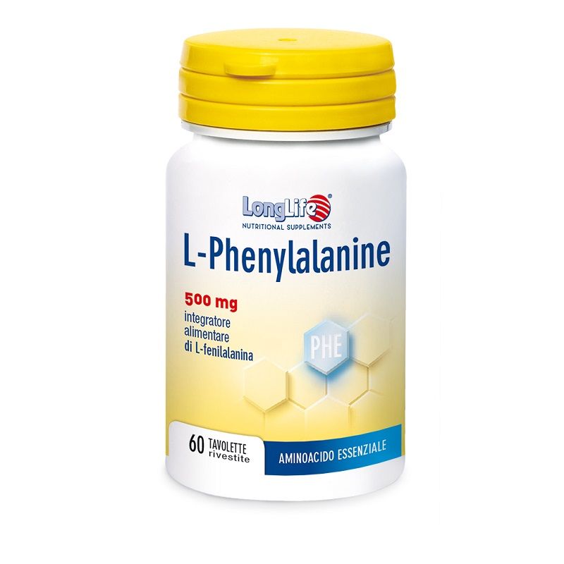 Longlife L-Phenylalanine 500mg controllo della fame e del tono dell'umore 60 tavolette-1