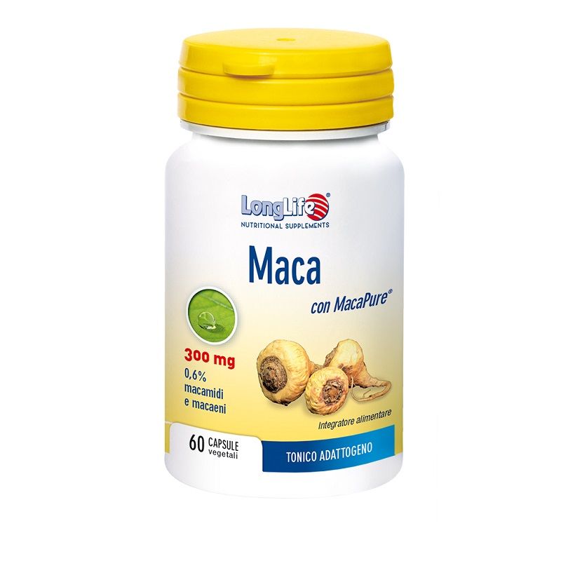 Longlife Maca 300mg utile contro la stanchezza fisica e mentale 60 capsule-1