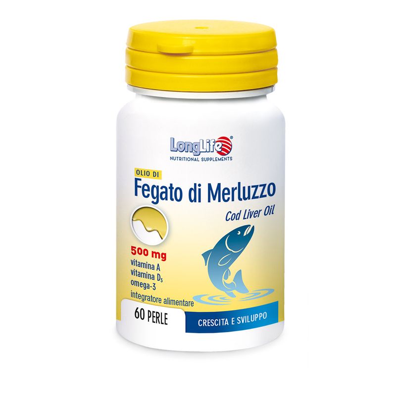 Longlife Olio di Fegato di Merluzzo 500mg crescita e sviluppo 60 perle-1