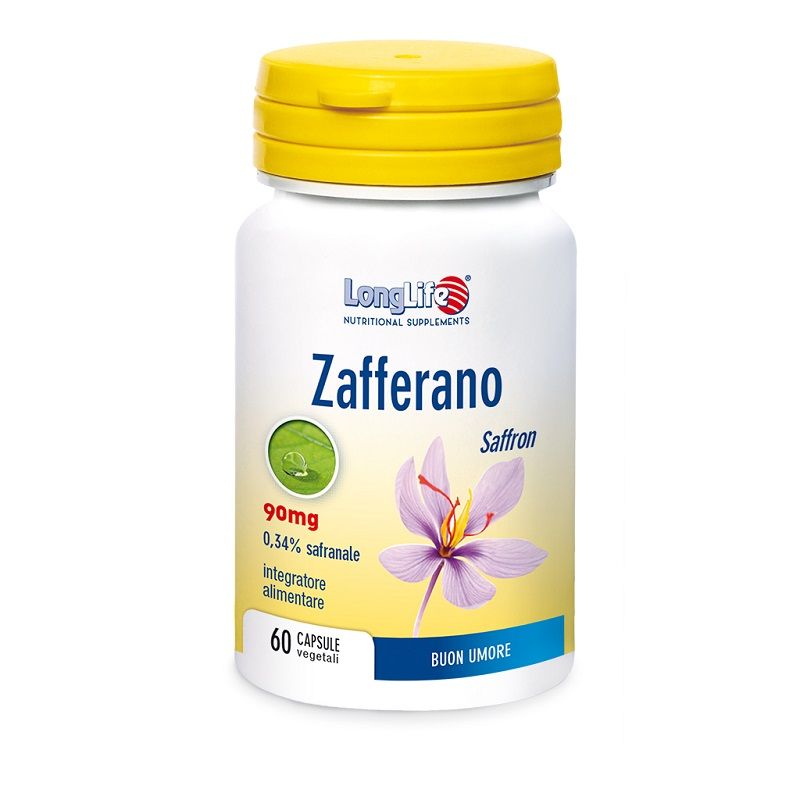 Longlife Zafferano 90mg utile alla funzione digestiva e normale tono dell'umore 60 capsule-1