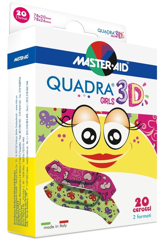 Master-Aid Cerotto Quadra 3D Girls 20 Pezzi Assortiti-1