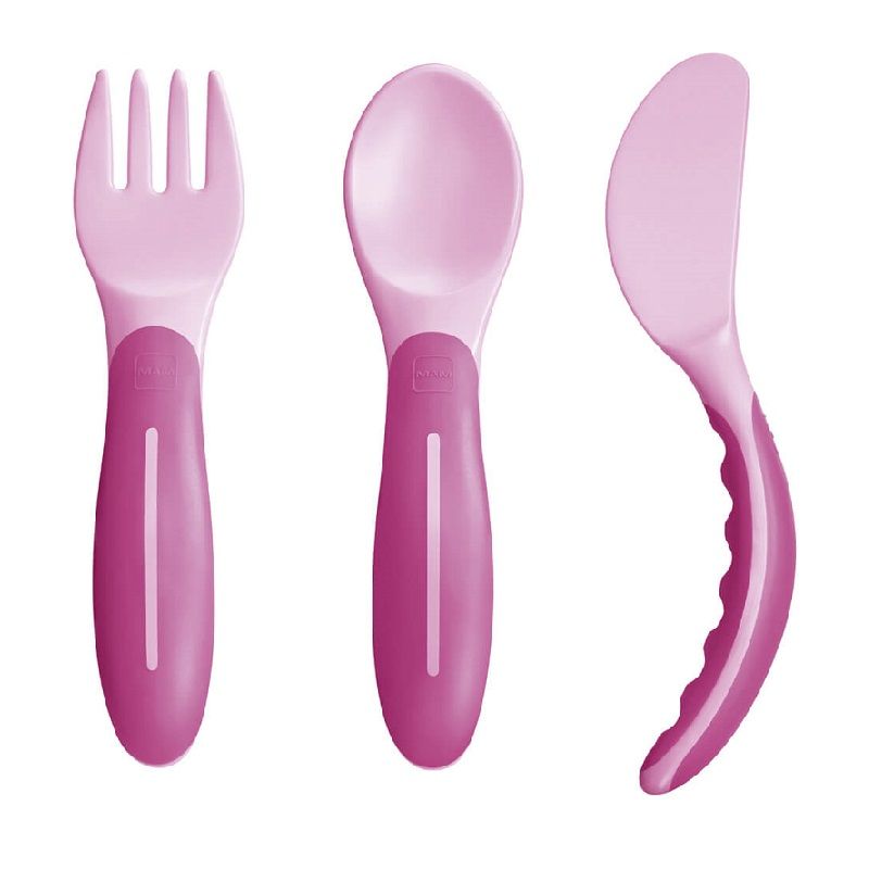 Mam Baby's Cutlery posate funzionali e sicure colore rosa-1