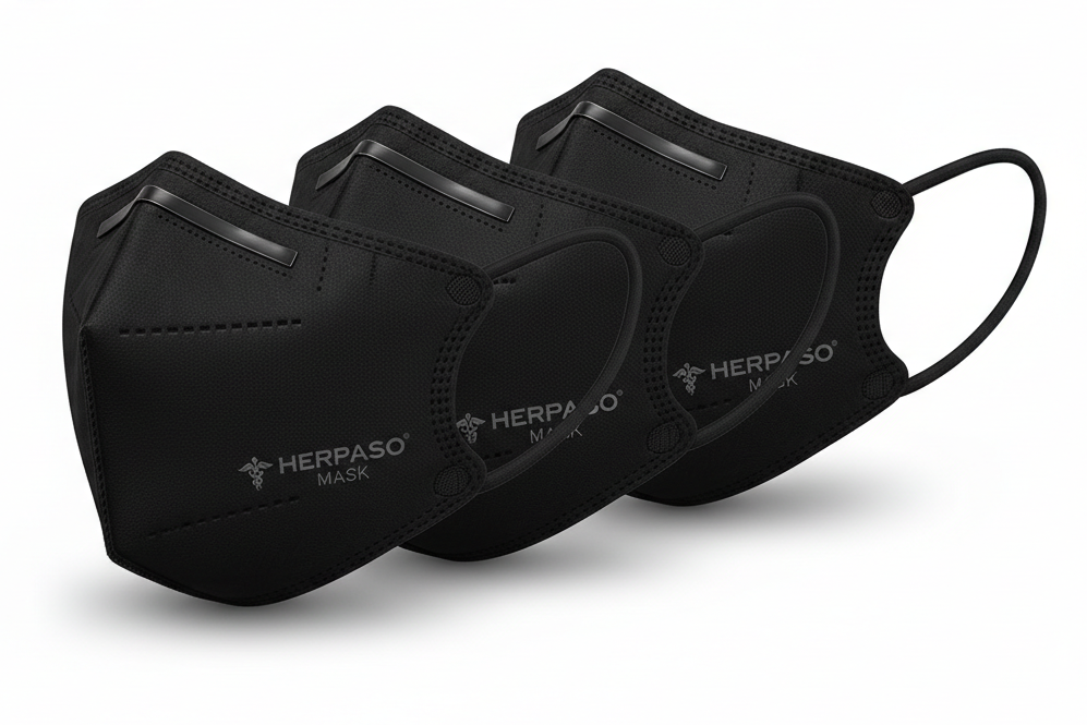 Herpaso Mascherina Nera 3 Pezzi