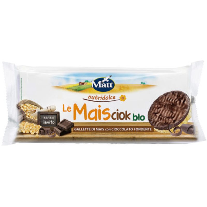 Matt le Mais Ciok Bio Gallette di mais con cioccolato fondente 95g-1