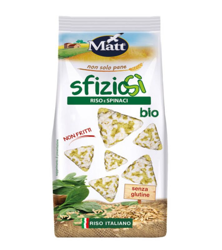 Matt Sfiziosì Triangolini di riso e mais con spinaci Bio 60g-1
