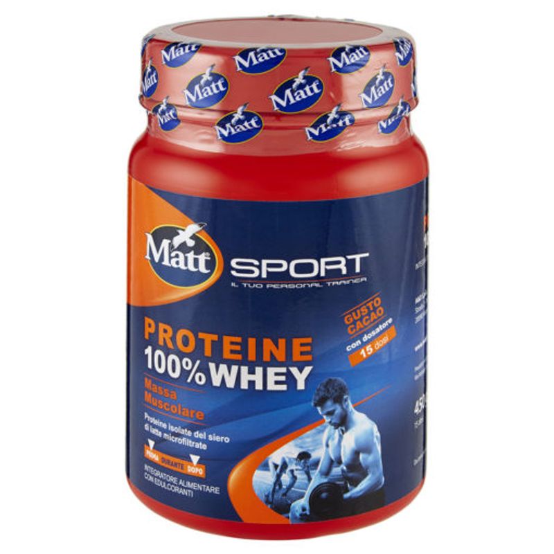 Matt Sport Proteine 100% Whey Proteine isolate del siero del latte gusto cacao-1