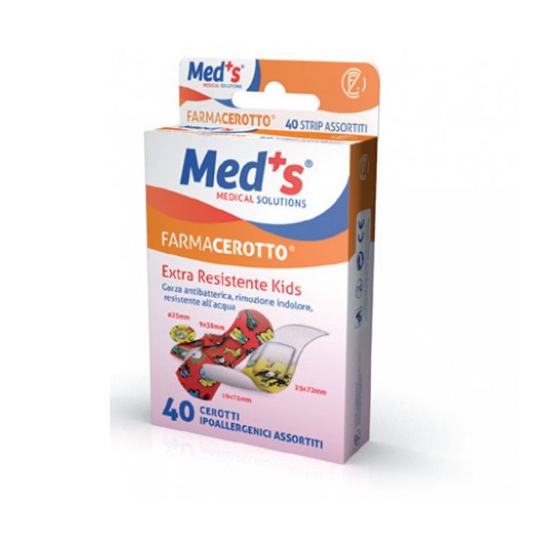 Med's farmacerotto bambini extra resistente 40 cerotti ipoallergenici assortiti-1