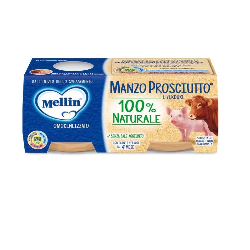 Mellin Omogeneizzato Manzo Prosciutto e Verdure 4mesi+ 2x120g-1