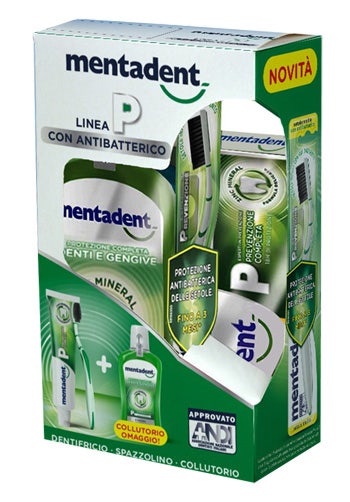 Mentadent P Tripack Dentifricio 75ml+1 Spazzolino+Collutorio 300ml-1