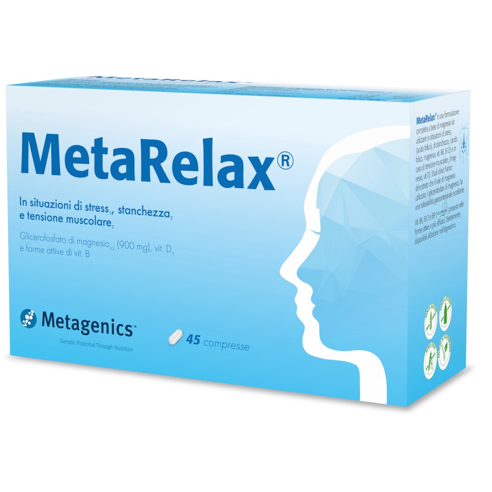 MetaRelax integratore per stress stanchezza e tensione muscolare 45 compresse-2