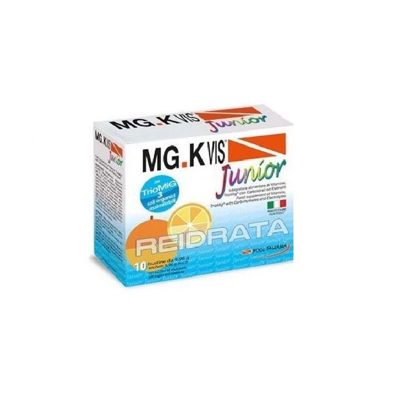 Mg K Vis Reidratante Junior integratore di vitamine 10 bustine gusto arancia-1