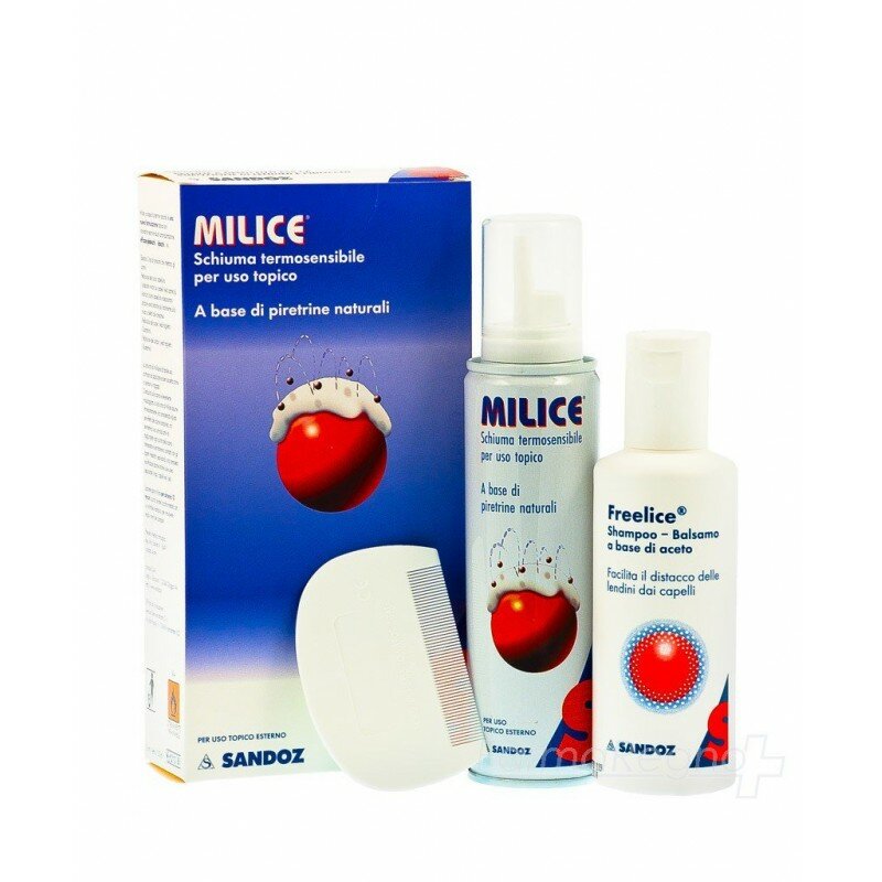Milice Schiuma + shampoo e balsamo + pettinino Rimozione lendini e pidocchi-2