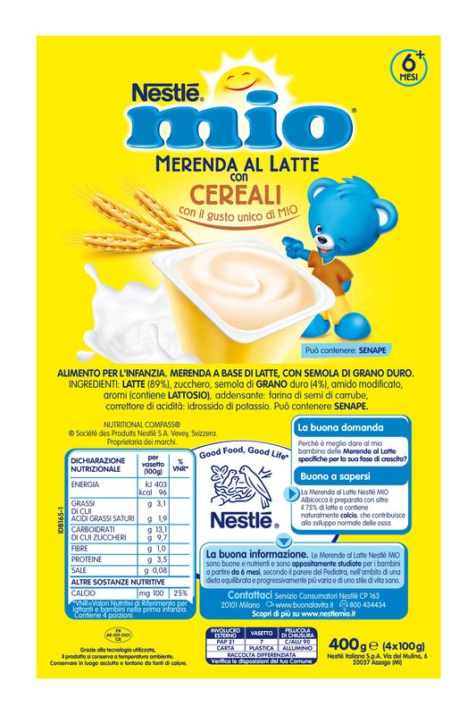 Nestlè Mio Merenda Al Latte Cereali 4 Vasetti Da 100g-2