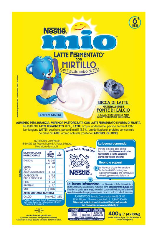 Nestlè Mio Merenda Latte Fermentato Mirtillo 4 Vasetti Da 100g-2