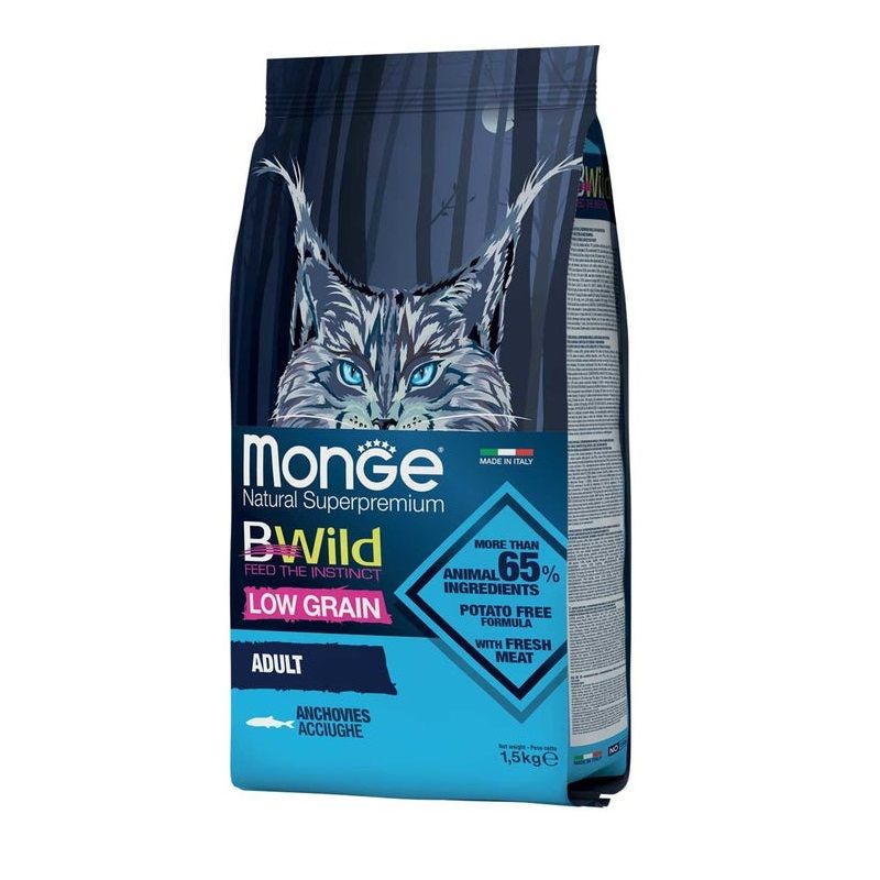 Monge B Wild Adult con Acciughe Cibo Secco Per Gatti Adulti Sacco 1,5 Kg-1