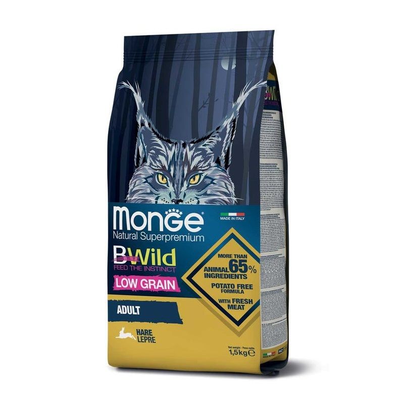 Monge B Wild Adult Con Lepre Cibo Secco Per Gatti Adulti Sacco 1,5 Kg-1