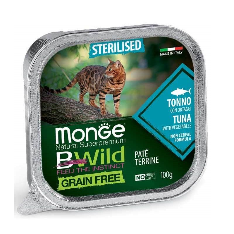 Monge B Wild Grain Free Tonno Con Ortaggi Cibo Umido Per Gatti Sterilizzati 100g-1