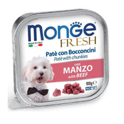Monge Fresh Paté Bocconcini Con Manzo Cibo Umido Per Cani Adulti 100g-1