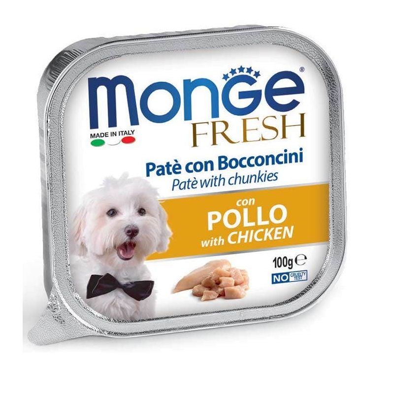 Monge Fresh Paté Bocconcini Con Pollo Cibo Umido Per Cani Adulti 100g-1