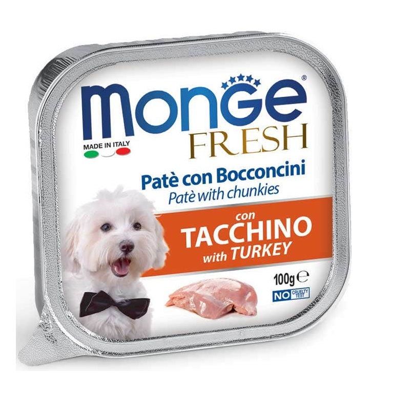 Monge Fresh Paté Bocconcini Con Tacchino Cibo Umido Per Cani Adulti 100g-1