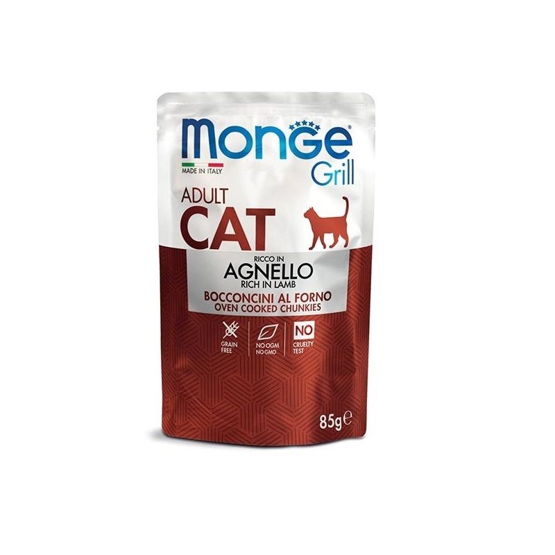 Monge Grill Adult Ricco in Agnello Cibo Umido Per Gatti Adulti 85g-1