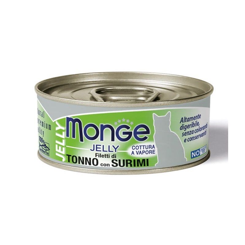 Monge Jelly Filetti di Tonno Del Pacifico E Surimi Cibo Umido Per Gatti Adulti 80g-1