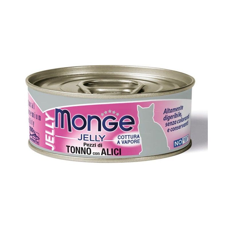 Monge Jelly Pezzetti di Tonno e Alici Cibo Umido Per Gatti Adulti 80g-1