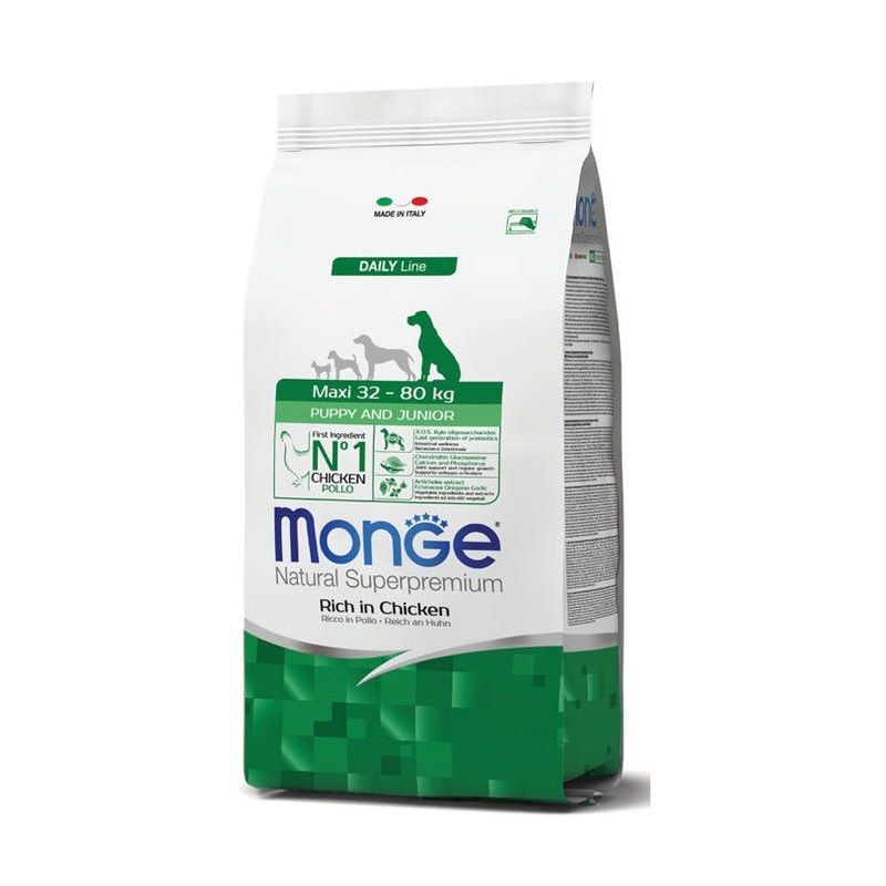 Monge Ricco Di Pollo Cibo Secco Per Cani Cuccioli Taglia Grande Sacco 800g-1