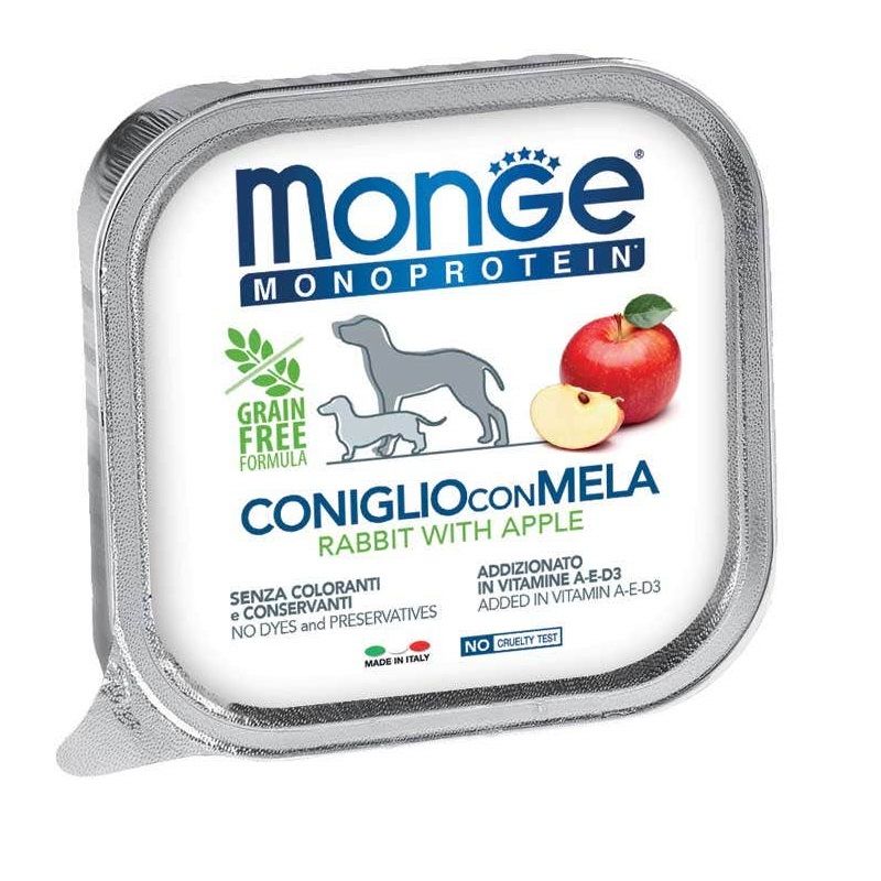 Monge Monoprotein Coniglio Con Mela Cibo Umido Per Cani Adulti 150g-1