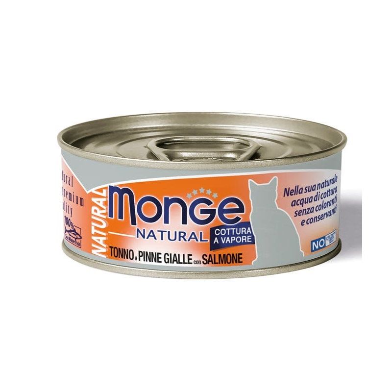 Monge Natural Tonno Pinne Gialle Con Salmone Cibo Umido Per Gatti Adulti 80g-1