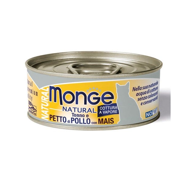 Monge Natural Tonno E Petto Di Pollo Con Mais Cibo Umido Per Gatti Adulti 80g-1
