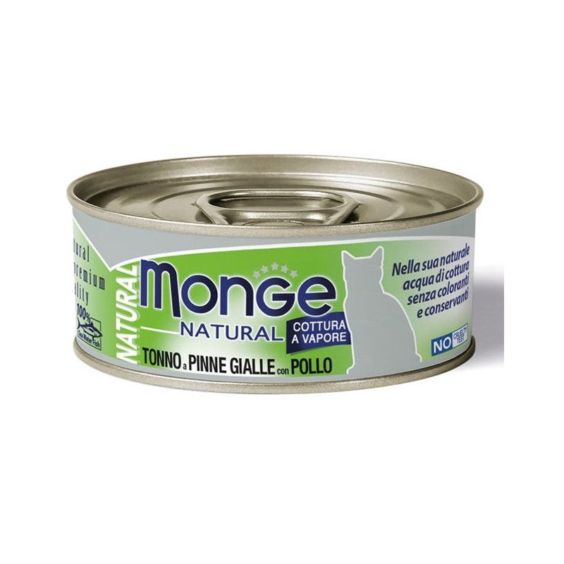 Monge Natural Tonno Pinne Gialle Con Pollo Cibo Umido Per Gatti Adulti 80g-1