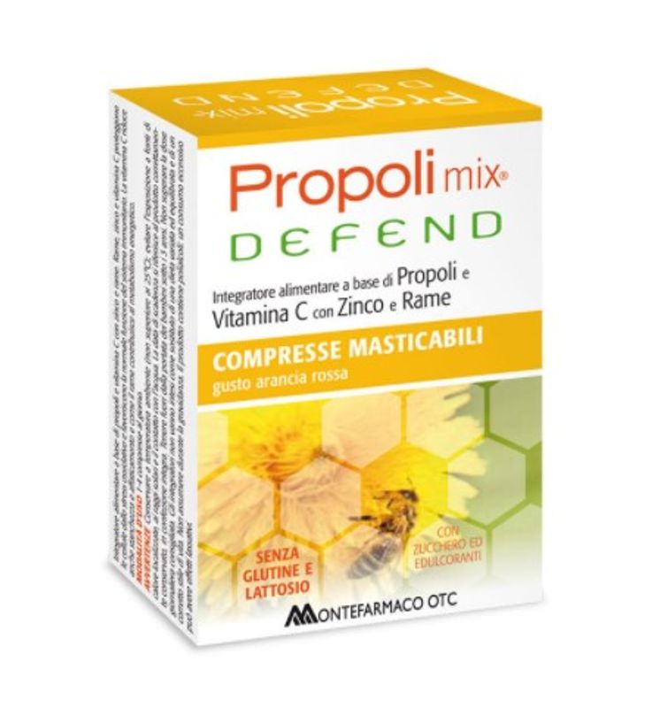Montefarmaco Propoli Mix Defend 30 compresse masticabili gusto arancia rossa-1