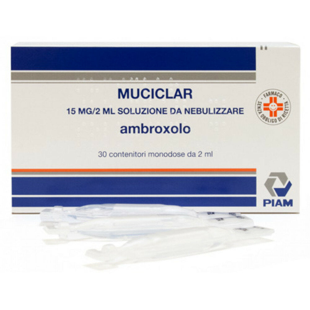 Muciclar 15 mg/2 ml soluzione da nebulizzare ambroxolo 30 contenitori da 2 ml-2