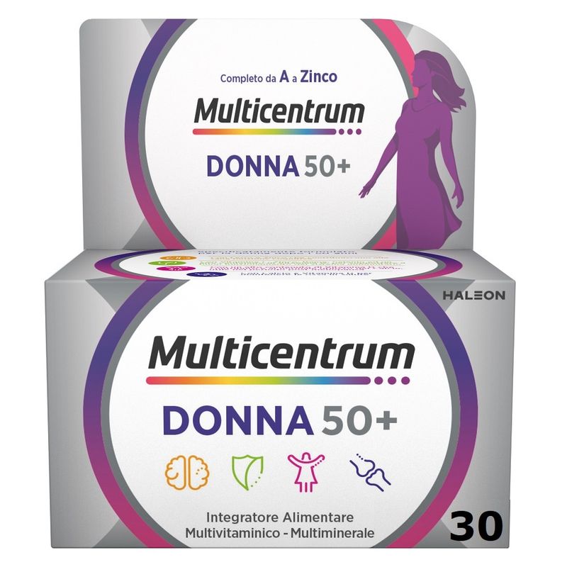 Multicentrum Donna 50+ Integratore Multivitaminico Multiminerale Ferro Calcio Vitamina D D3 30 Compr-1
