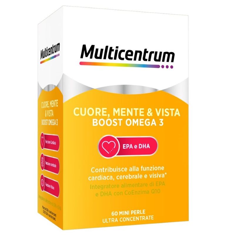 Multicentrum Cuore Mente Vista Boost Omega 3 Integratore Alimentare EPA E DHA Coenzima Q10 60 Perle-2