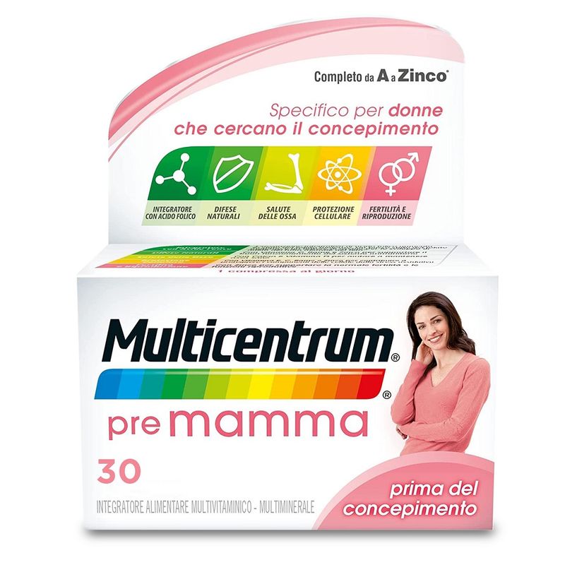 Multicentrum Pre-Mamma Integratore Alimentare Multivitaminico Acido Folico Calcio Vitamina D E 30Cpr-9