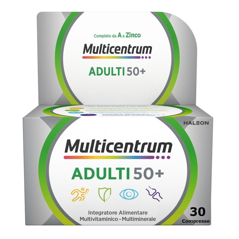 Multicentrum Adulti 50+ Integratore Alimentare Multivitaminico Vitamina B D E Magnesio Calcio 30Cpr-1