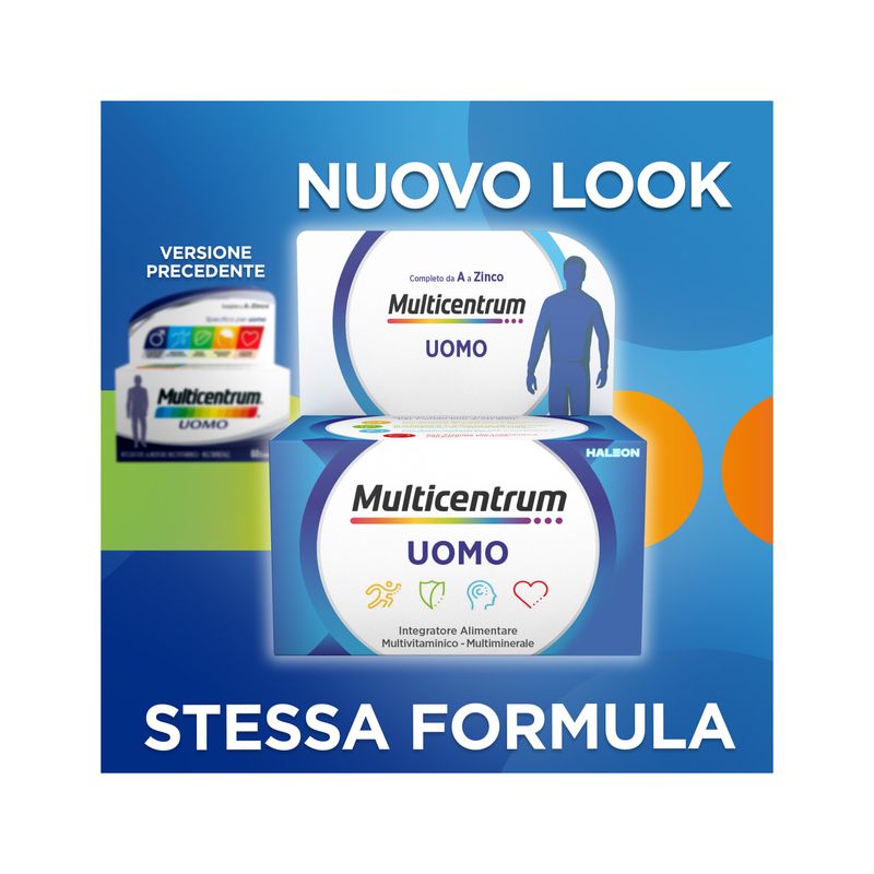 Multicentrum Uomo Integratore Alimentare Multivitaminico Vitamina B D3 A Calcio Magnesio 30 Cpr-2